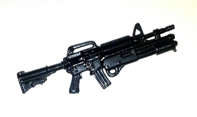 M-4 Carbine Rifle with Shotgun BLACK Version - 1:18 Scale Weapon for 3 3/4 Inch Action Figures