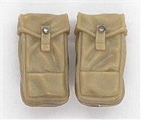 WWII British:  LARGE Ammo / Utility Pouches (Set of TWO) P37 - 1:18 Scale Modular MTF Accessories for 3-3/4" Action Figures
