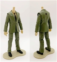 "Agency-Ops" GREEN SUIT & TAN SHIRT with LIGHT TAN (Asian) Skin Tone Male WITHOUT Head - 1:18 Scale Marauder Task Force Action Figure