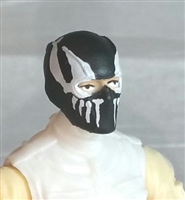 Male Head: Balaclava BLACK Mask with White "FANG" Deco - 1:18 Scale MTF Accessory for 3-3/4" Action Figures