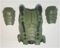 Male Vest: Armor Type GREEN & Black Version - 1:18 Scale Modular MTF Accessory for 3-3/4" Action Figures