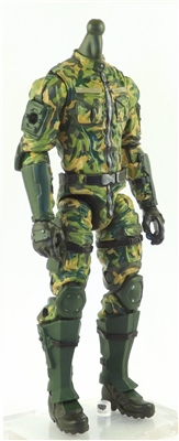 MTF Male Trooper Body WITHOUT Head DARK GREEN CAMO "Spec-Ops" Armor Leg Version BASIC - 1:18 Scale Marauder Task Force Action Figure