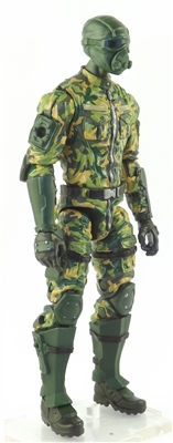 MTF Male Trooper with Masked Goggles & Breather Head DARK GREEN CAMO "Spec-Ops" Version BASIC - 1:18 Scale Marauder Task Force Action Figure