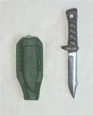 Fighting Knife & Sheath: Large Size DARK GREEN Version - 1:18 Scale Modular MTF Accessory for 3-3/4" Action Figures