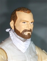 Male Head: "Trooper" Light Skin Tone with BROWN BEARD - 1:18 Scale MTF Accessory for 3-3/4" Action Figures