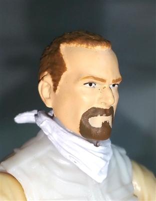 Male Head: "Trooper" Light Skin Tone with BROWN GOATEE - 1:18 Scale MTF Accessory for 3-3/4" Action Figures