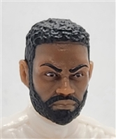 Male Head: "AJANI" DARK Skin Tone with BLACK BEARD - 1:18 Scale MTF Accessory for 3-3/4" Action Figures