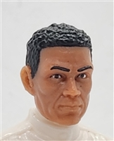 Male Head: "KWAME" TAN Skin Tone with BLACK Hair - 1:18 Scale MTF Accessory for 3-3/4" Action Figures