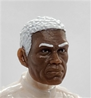 Male Head: "KWAME" DARK Skin Tone with WHITE Hair - 1:18 Scale MTF Accessory for 3-3/4" Action Figures