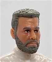 Male Head: "DAVE" Light Skin Tone with GRAY BEARD - 1:18 Scale MTF Accessory for 3-3/4" Action Figures