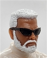 Male Head: "MATT" TAN Skin Tone with WHITE BEARD & Sunglasses- 1:18 Scale MTF Accessory for 3-3/4" Action Figures