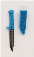 Fighting Knife & Sheath: Small Size LIGHT BLUE Version - 1:18 Scale Modular MTF Accessory for 3-3/4" Action Figures