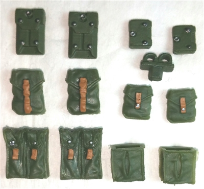 OUT OF STOCK! Pouch & Pocket Deluxe Modular Set: GREEN & Brown Version - 1:18 Scale Modular MTF Accessories for 3-3/4" Action Figures