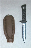 Fighting Knife & Sheath: Large Size BROWN Version - 1:18 Scale Modular MTF Accessory for 3-3/4" Action Figures