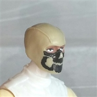 Male Head: Balaclava TAN Mask with Black "JAW" Deco - 1:18 Scale MTF Accessory for 3-3/4" Action Figures