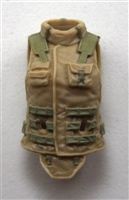 Female Vest: High Collar Type Tan & Tan Version - 1:18 Scale Modular MTF Valkyries Accessory for 3-3/4" Action Figures
