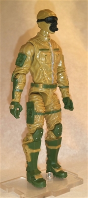 MTF Male Trooper with Masked Goggles & Breather Head DARK TAN & Green "Assault-Ops" Version BASIC - 1:18 Scale Marauder Task Force Action Figure
