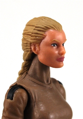 Female Head: "Athena" Light Skin Tone with Light Brown French Braid - 1:18 Scale MTF Valkyries Accessory for 3-3/4" Action Figures