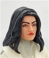 Female Head: "CHRISTINA" LIGHT Skin Tone with 2 (TWO) BLACK Hair Pieces (LONG AND MEDIUM Length) Deluxe Set - 1:18 Scale MTF Valkyries Accessory for 3-3/4" Action Figures