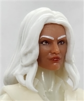 Female Head: "CHRISTINA" TAN Skin Tone with 2 (TWO) WHITE Hair Pieces (LONG AND MEDIUM Length) Deluxe Set - 1:18 Scale MTF Valkyries Accessory for 3-3/4" Action Figures
