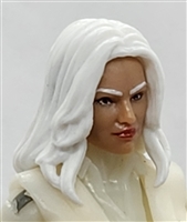 Female Head: "CHRISTINA" LIGHT-TAN (Asian) Skin Tone with 2 (TWO) WHITE Hair Pieces (LONG AND MEDIUM Length) Deluxe Set - 1:18 Scale MTF Valkyries Accessory for 3-3/4" Action Figures