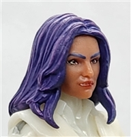 Female Head: "CHRISTINA" TAN Skin Tone with 2 (TWO) PURPLE Hair Pieces (LONG AND MEDIUM Length) Deluxe Set - 1:18 Scale MTF Valkyries Accessory for 3-3/4" Action Figures