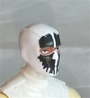 Male Head: Balaclava WHITE Mask with Black "SPLIT SKULL" Deco - 1:18 Scale MTF Accessory for 3-3/4" Action Figures