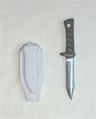 Fighting Knife & Sheath: Large Size WHITE Version - 1:18 Scale Modular MTF Accessory for 3-3/4" Action Figures