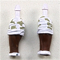 Male Forearms: Bare with White Camo Rolled Up Sleeves Dark Skin Tone - Right AND Left (Pair) - 1:18 Scale MTF Accessory for 3-3/4" Action Figures