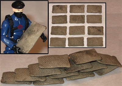 Sandbags Set of 12 (TWELVE) - 1:18 Scale Accessories for 3 3/4 Inch Action Figures