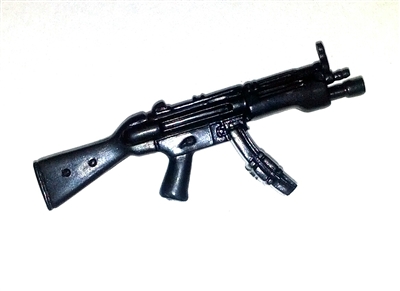 SWAT Submachine Gun with Flashlight BLACK Version - 1:18 Scale Weapon for 3 3/4 Inch Action Figures