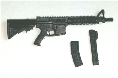 M4-CQB Rifle w/ Mags BLACK Version BASIC - "Modular" 1:18 Scale Weapon for 3-3/4 Inch Action Figures