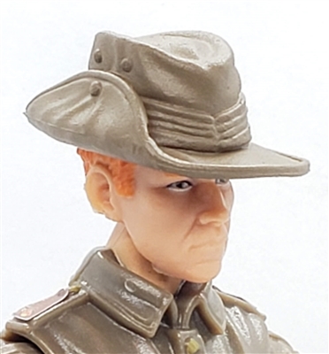 Headgear: BROWN "Aussie" Bush Hat  - 1:18 Scale Modular MTF Accessory for 3-3/4" Action Figures