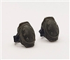 Elbow Pads with Strap DARK OLIVE GREEN & Black Version (PAIR) - 1:18 Scale Modular MTF Accessory for 3-3/4" Action Figures