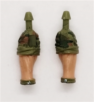Male Forearms: Bare with CAMO OLIVE GREEN Rolled Up Sleeves Light Skin Tone - Right AND Left (Pair) - 1:18 Scale MTF Accessory for 3-3/4" Action Figures
