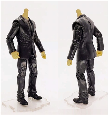 "Agency-Ops" BLACK SUIT & GRAY SHIRT with LIGHT TAN (Asian) Tone Male WITHOUT Head - 1:18 Scale Marauder Task Force Action Figure