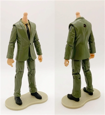 "Agency-Ops" GREEN SUIT & TAN SHIRT with LIGHT Skin Tone Male WITHOUT Head - 1:18 Scale Marauder Task Force Action Figure