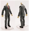 "Agency-Ops" GRAY SUIT & WHITE SHIRT with RED Tie LIGHT TAN (Asian) Skin Tone Body WITHOUT Head- 1:18 Scale Marauder Task Force Action Figure