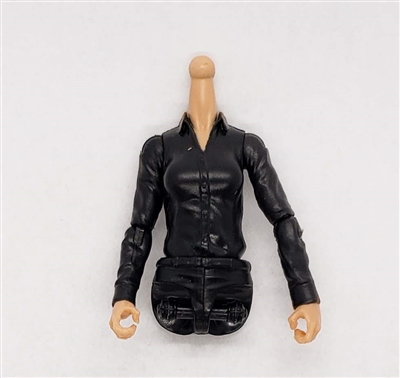 MTF Female Valkyries DRESS SHIRT Torso (NO Legs OR Head): BLACK Version with LIGHT Skin Tone - 1:18 Scale Marauder Task Force Accessory