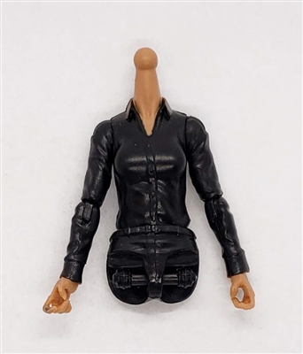 MTF Female Valkyries Dress Shirt Torso (NO Legs OR Head): BLACK Version with TAN Skin Tone - 1:18 Scale Marauder Task Force Accessory