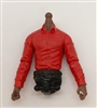 Male Dress Shirt Torso: RED with BLACK Waist and DARK Skin Tone (NO Legs OR Head) - 1:18 Scale Marauder Task Force Accessory