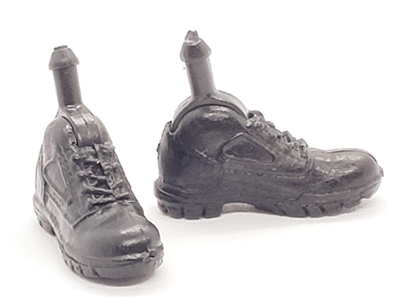 Footwear: Pair of Black Boots with LACES (Right & Left)- 1:18 Scale MTF Accessory for 3-3/4" Action Figures
