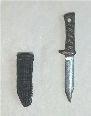 Fighting Knife & Sheath: Small Size BLACK Version - 1:18 Scale Modular MTF Accessory for 3-3/4" Action Figures