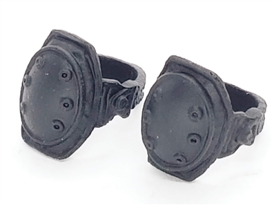 Knee Pads with Strap BLACK Version (PAIR) - 1:18 Scale Modular MTF Accessory for 3-3/4" Action Figures