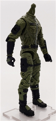 MTF Male Trooper Body WITHOUT Head GREEN with Black "Field-Ops" CLOTH Legs (No Leg Armor) - 1:18 Scale Marauder Task Force Action Figure