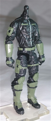 MTF Male Trooper Body WITHOUT Head BLACK with GREEN "Field-Ops" Version BASIC - 1:18 Scale Marauder Task Force Action Figure
