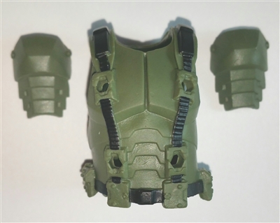 Male Vest: Armor Type GREEN & Black Version - 1:18 Scale Modular MTF Accessory for 3-3/4" Action Figures