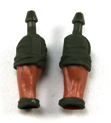 Male Forearms: Bare with Green Rolled Up Sleeves Tan Skin Tone - Right AND Left (Pair) - 1:18 Scale MTF Accessory for 3-3/4" Action Figures