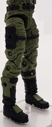 Male Legs WITH Waist: Green & Black CLOTH Legs (NO Armor) - Right AND Left Legs WITH Waist - 1:18 Scale MTF Accessory for 3-3/4" Action Figures