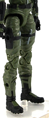 Female Legs WITH Waist: GREEN with BLACK Legs  - Right AND Left Legs WITH Waist - 1:18 Scale MTF Valkyries Accessory for 3-3/4" Action Figures